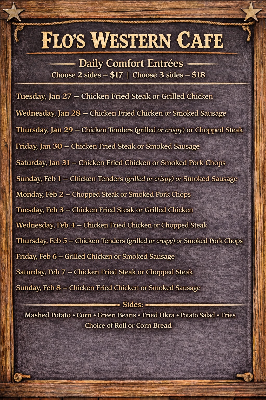 DAILY COMFORT ENTREES